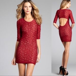 Lovers + friends Red Floral Lace Cutout Mini Dress